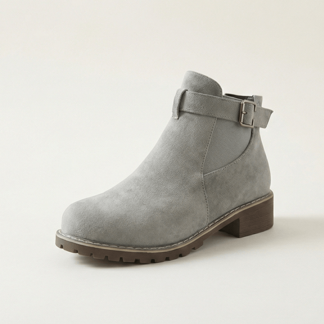 Women's Buckle Strap Ankle Boots with Chunky Lug Sole
