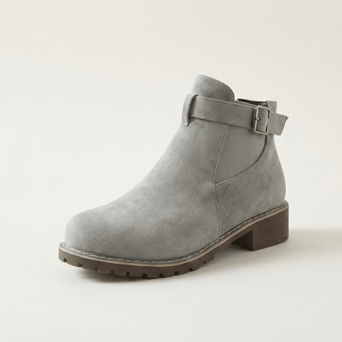 Women's Buckle Strap Ankle Boots with Chunky Lug Sole