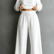 Women's Turtleneck Knitted Jumper and Wide-Leg Trousers Lounge Set