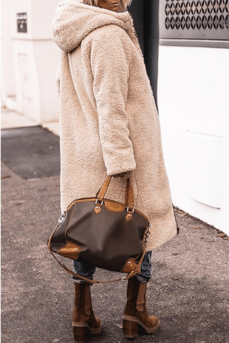 Sasha Faux Shearling-Lined Longline Winter Coat for Women