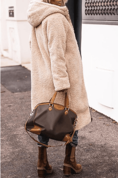 Sasha Faux Shearling-Lined Longline Winter Coat for Women