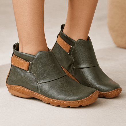 Solena Wide-Fit Adjustable Women's Ankle Boots with Strap for Sensitive Feet