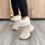 Plush Faux Fur-Lined Wedge Ankle Boots with Non-Slip Sole