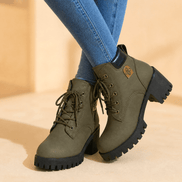 Chunky Platform Lace-Up Combat Boots for Women in Winter