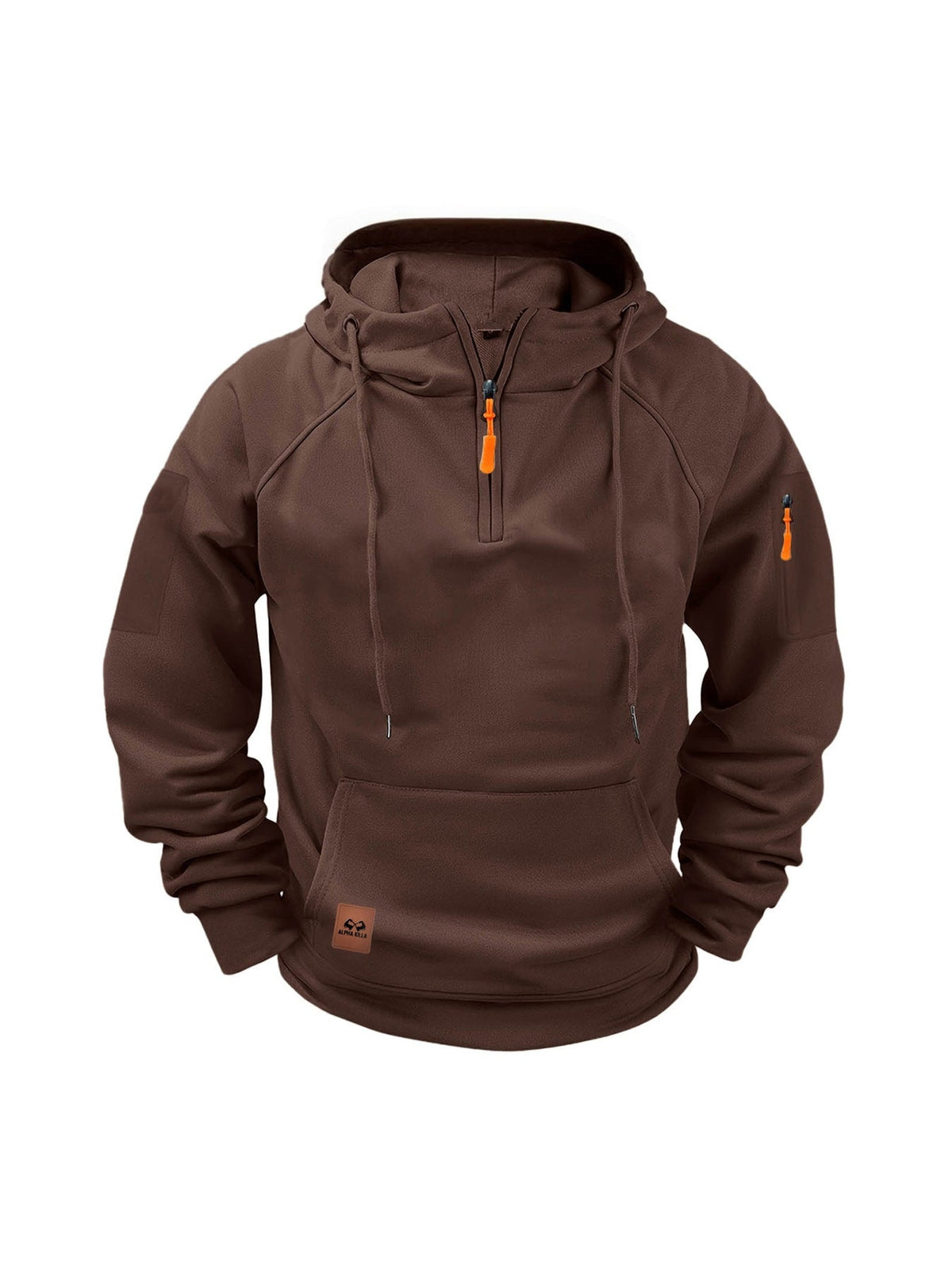 Men's Half-Zip Hooded Sweatshirt with Kangaroo Pocket and Adjustable Hood
