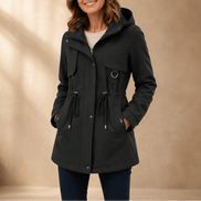 Midluna Adjustable Waist Mid-Length Hooded Winter Parka for Women