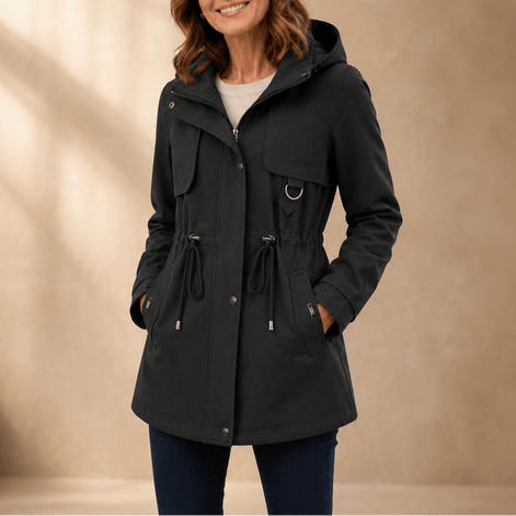 Midluna Adjustable Waist Mid-Length Hooded Winter Parka for Women