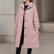Hooded Midi Coat with Drawstring Waist for Women