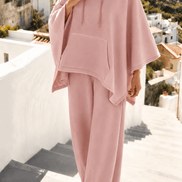 Hooded Cape and Wide-Leg Trouser Loungewear Set for Women