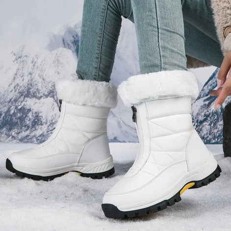 Snowlina Plush-Lined Mid-Calf Zip-Up Winter Boots for Women