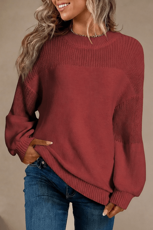 Women's Ribbed Dropped-Shoulder Oversized Knitted Jumper