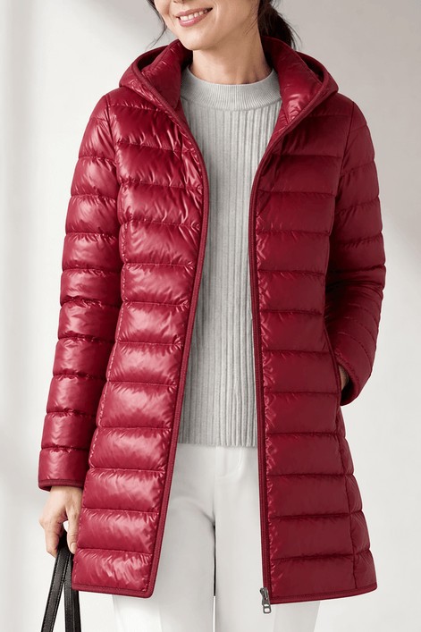 Women's Quilted Puffer Jacket with Detachable Hood and Packable Design
