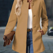 Sofia Women's Button-Front Winter Coat with Stand Collar