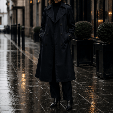 Mayfield Double-Breasted Long Belted Trench Coat for Women in Acetate