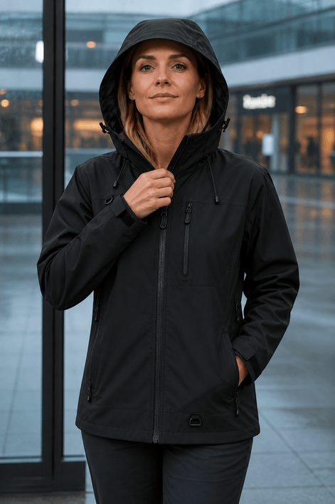 Hooded Waterproof Windproof Rain Coat with Adjustable Cuffs