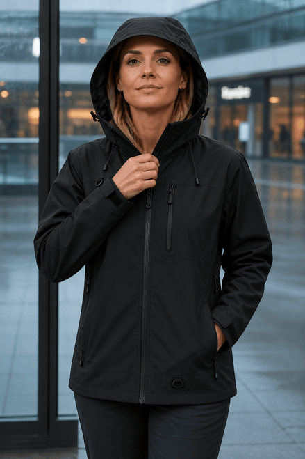 Hooded Waterproof Windproof Rain Coat with Adjustable Cuffs