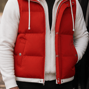 Men's Double-Layered Hood Padded Puffer Vest