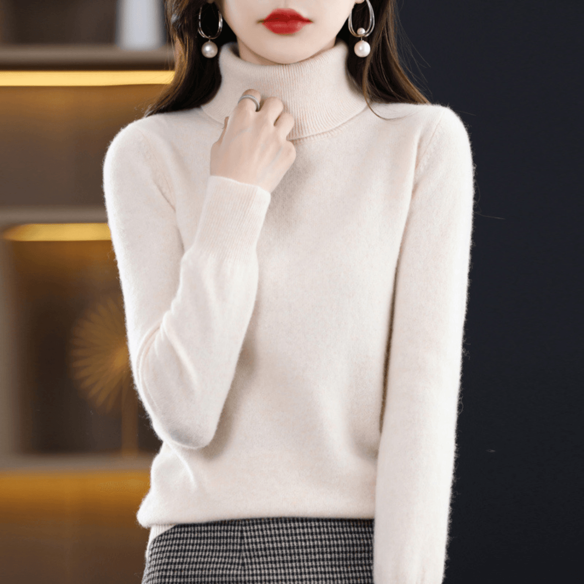 Elena Cashmere Blend Turtleneck Jumper for Ladies Christmas Wear