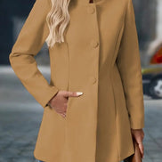 Sofia Women's Button-Front Winter Coat with Stand Collar