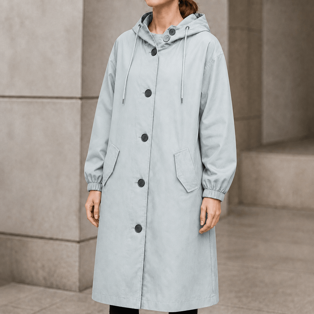 Hooded Midi Coat with Drawstring Waist for Women