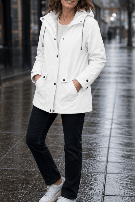 Waterproof Plush-Lined Hooded Jacket with Fleece Trim