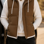 Men's Double-Layered Hood Padded Puffer Vest