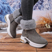 Plush Faux Fur-Lined Wedge Ankle Boots with Non-Slip Sole