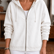 Women's Washed Relaxed Zip-Up Hoodie Jacket with Lined Hood