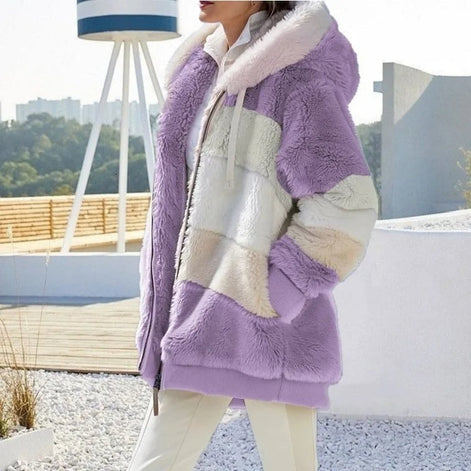 Keithy Colour-Block Fleece Hooded Jacket with Zip Pockets