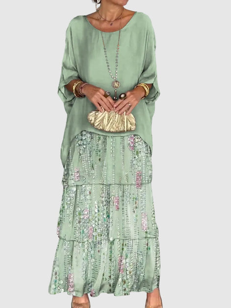 Tiered Chiffon Women's Maxi Dress with Flutter Sleeves and Layered Hem
