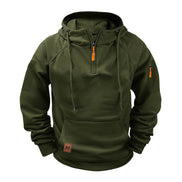 Men's Half-Zip Hooded Sweatshirt with Kangaroo Pocket and Adjustable Hood