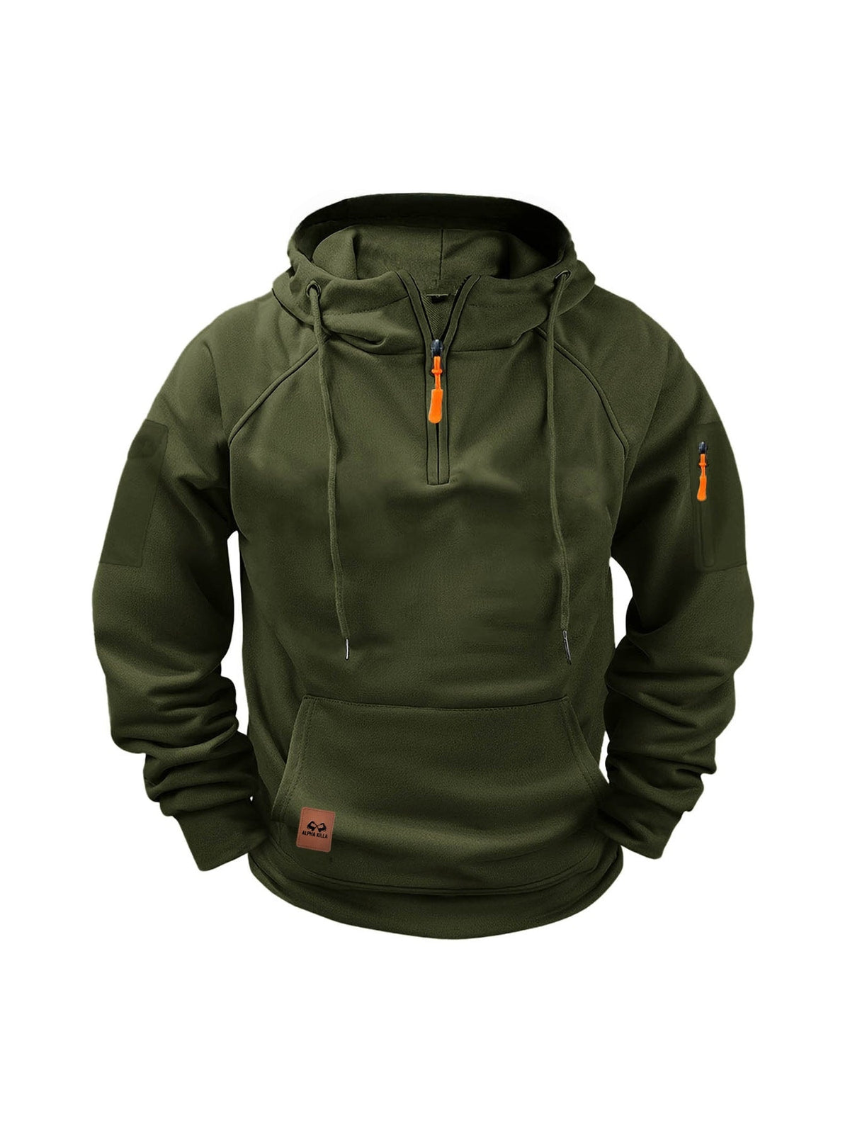 Men's Half-Zip Hooded Sweatshirt with Kangaroo Pocket and Adjustable Hood