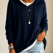 Women's Oversized Hooded Knitted Jumper with Drawstring