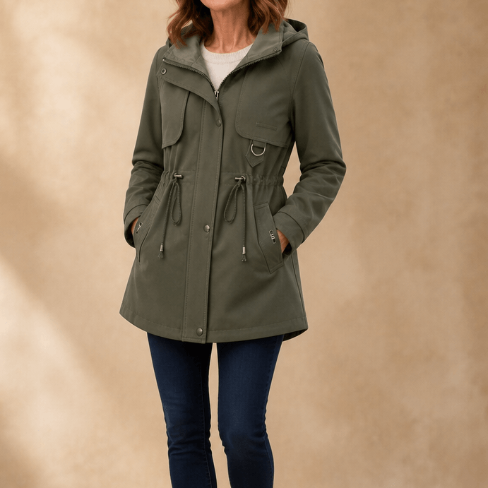 Midluna Adjustable Waist Mid-Length Hooded Winter Parka for Women