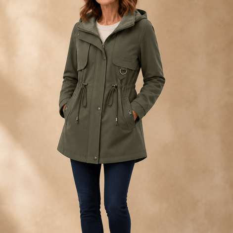 Midluna Adjustable Waist Mid-Length Hooded Winter Parka for Women