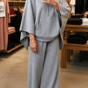 Hooded Cape and Wide-Leg Trouser Loungewear Set for Women