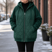 Women's Hooded Spliced Quilted Puffer Jacket with Padded Lining