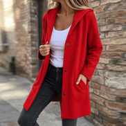 Women's Hooded Knitted Cardigan with Button Front and Pockets