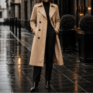 Mayfield Double-Breasted Long Belted Trench Coat for Women in Acetate