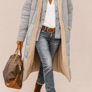 Sasha Faux Shearling-Lined Longline Winter Coat for Women