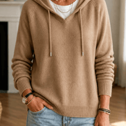 Women's Ribbed Hooded Knit Jumper with Drawstring