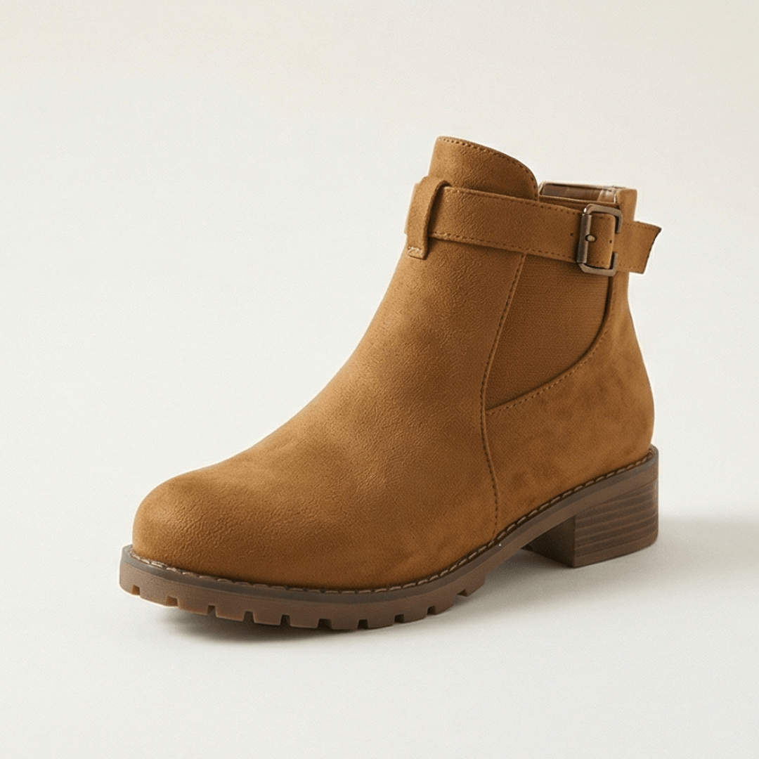 Women's Buckle Strap Ankle Boots with Chunky Lug Sole