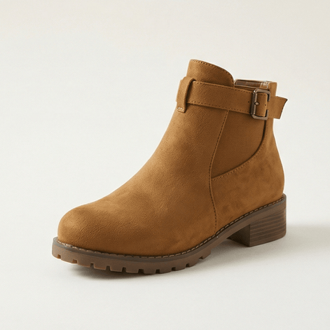 Women's Buckle Strap Ankle Boots with Chunky Lug Sole