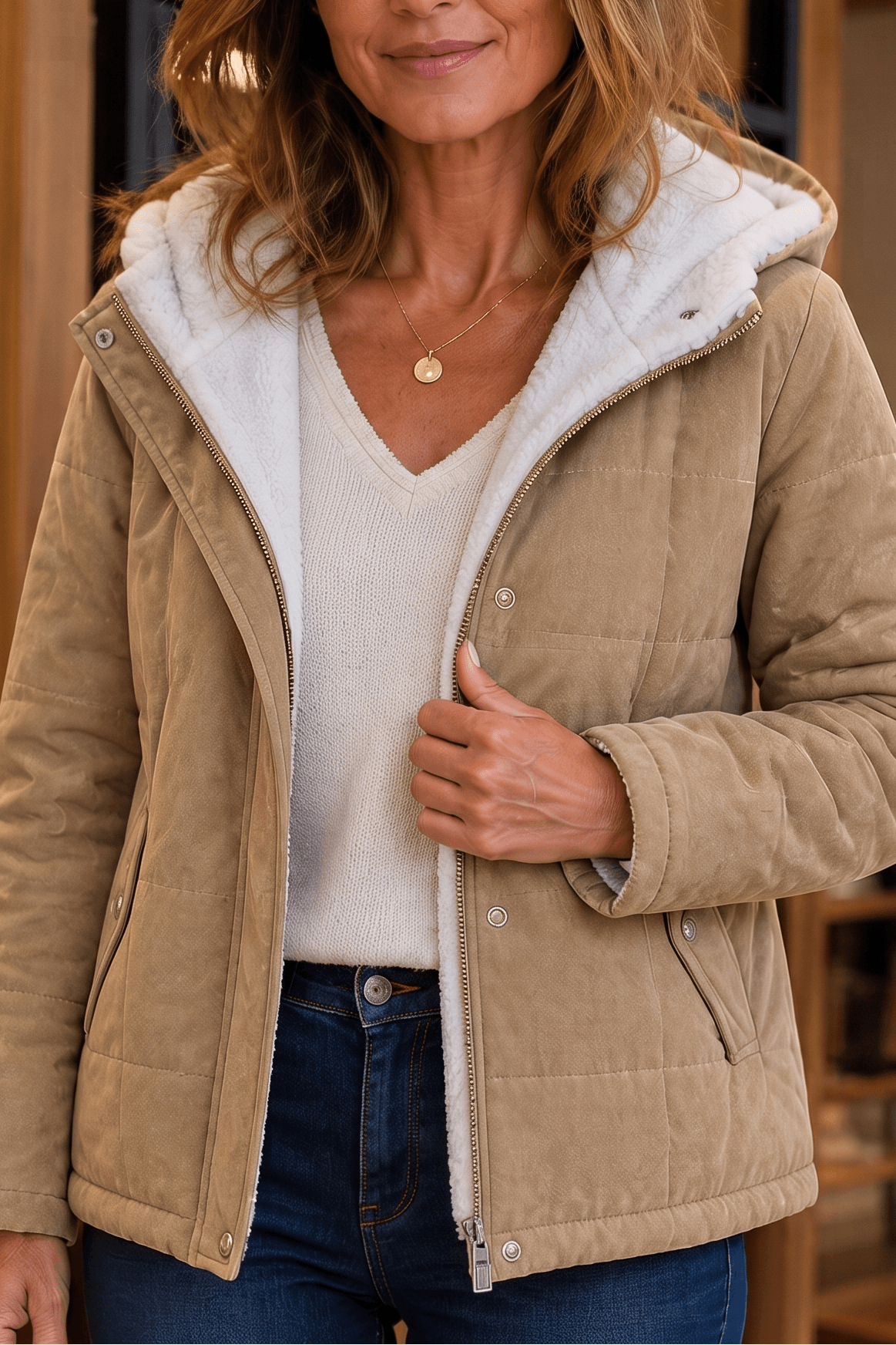 Coldbourne Sherpa-Lined Hooded Quilted Puffer Jacket for Women