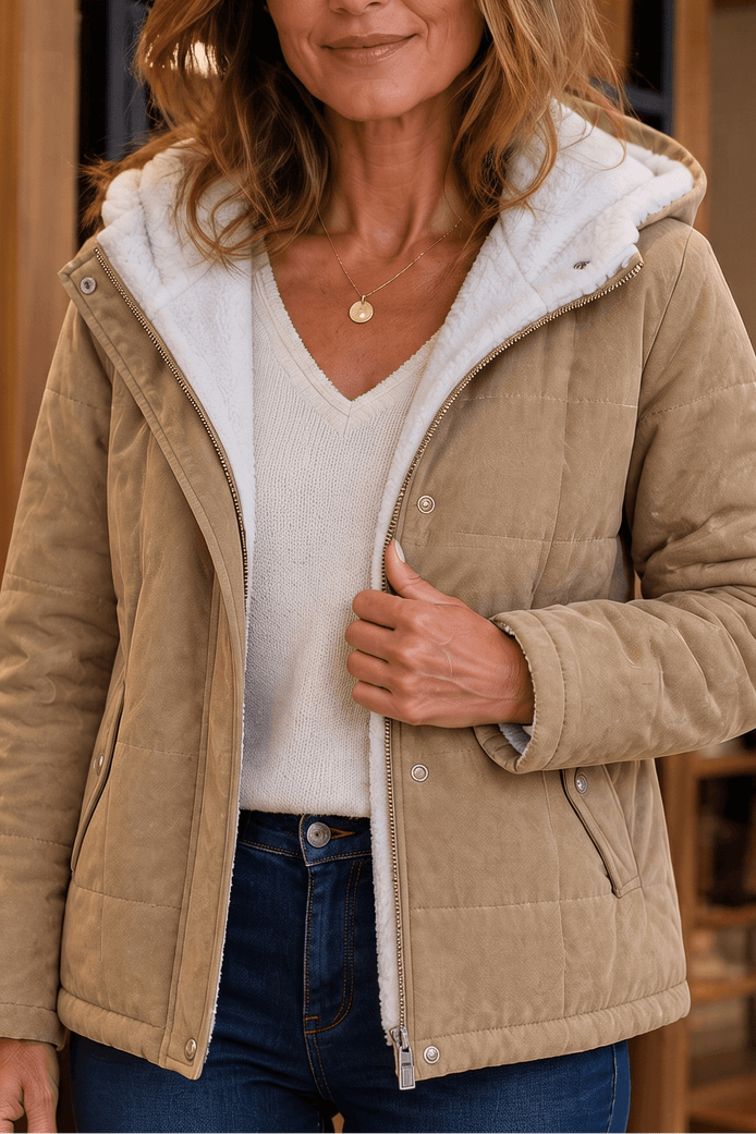 Coldbourne Sherpa-Lined Hooded Quilted Puffer Jacket for Women