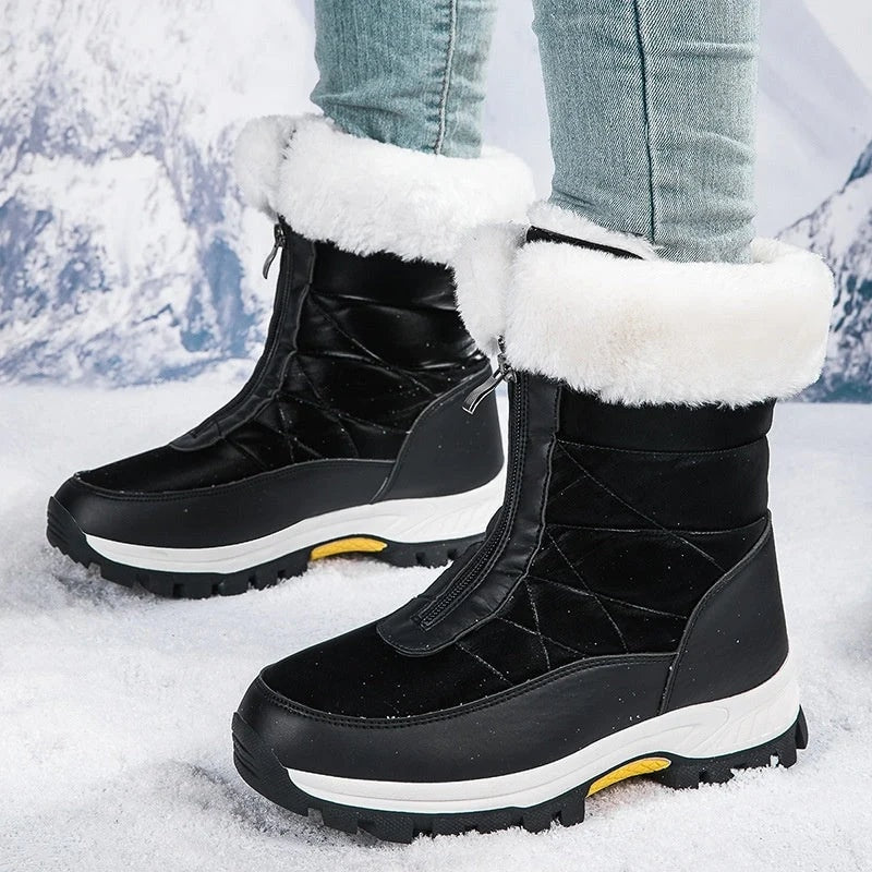Snowlina Plush-Lined Mid-Calf Zip-Up Winter Boots for Women