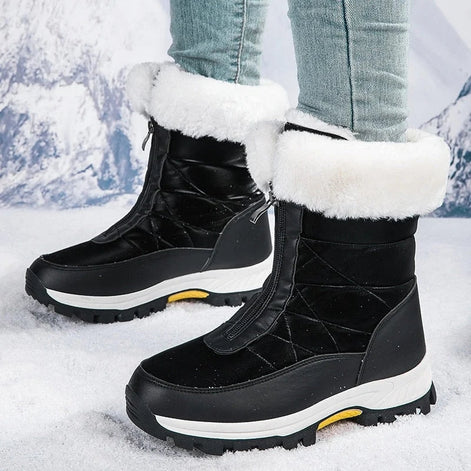 Snowlina Plush-Lined Mid-Calf Zip-Up Winter Boots for Women