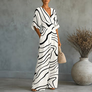Floral Print Wide-Leg Jumpsuit with Cinched Waist and Pockets