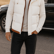 Men's Double-Layered Hood Padded Puffer Vest
