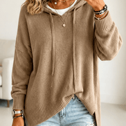 Women's Oversized Hooded Knitted Jumper with Drawstring